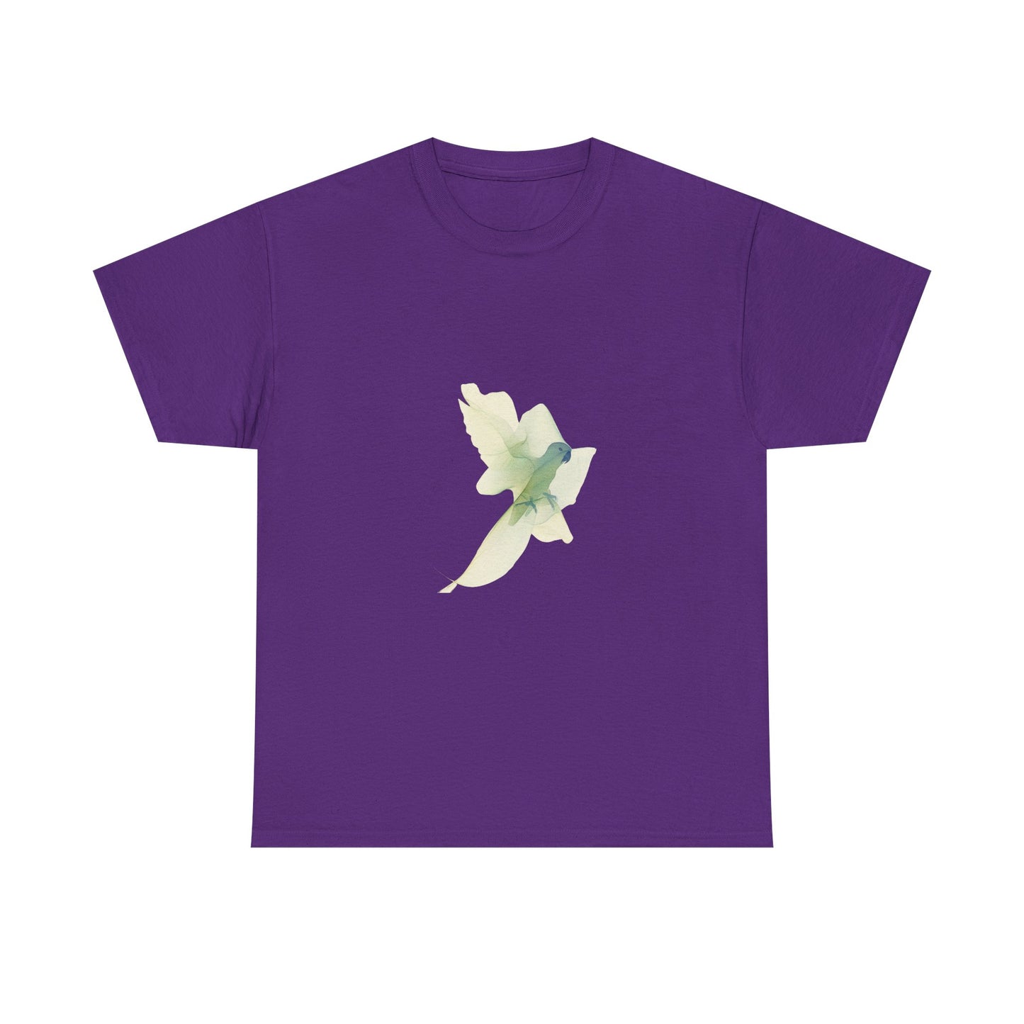 White Tee with Watercolor Conure Parrot – Minimal Nature Graphic Shirt