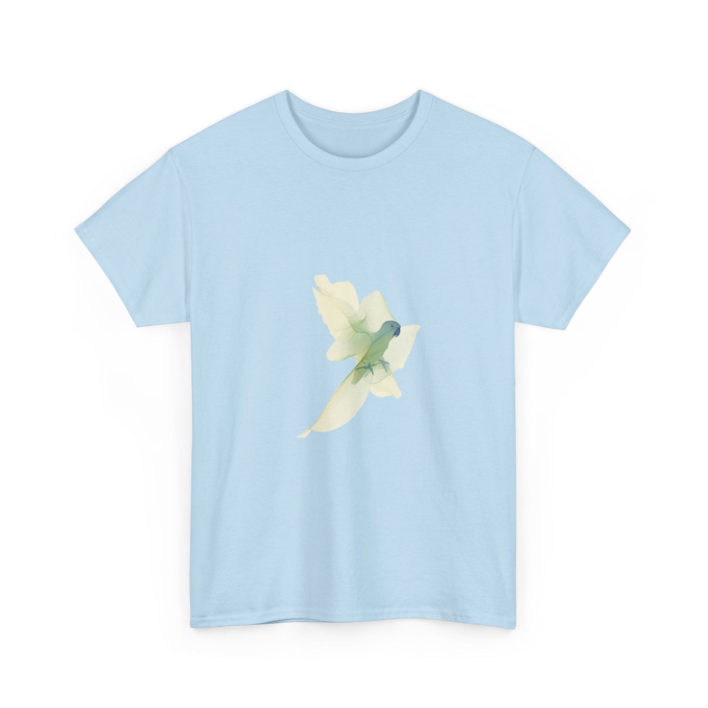 White Tee with Watercolor Conure Parrot – Minimal Nature Graphic Shirt