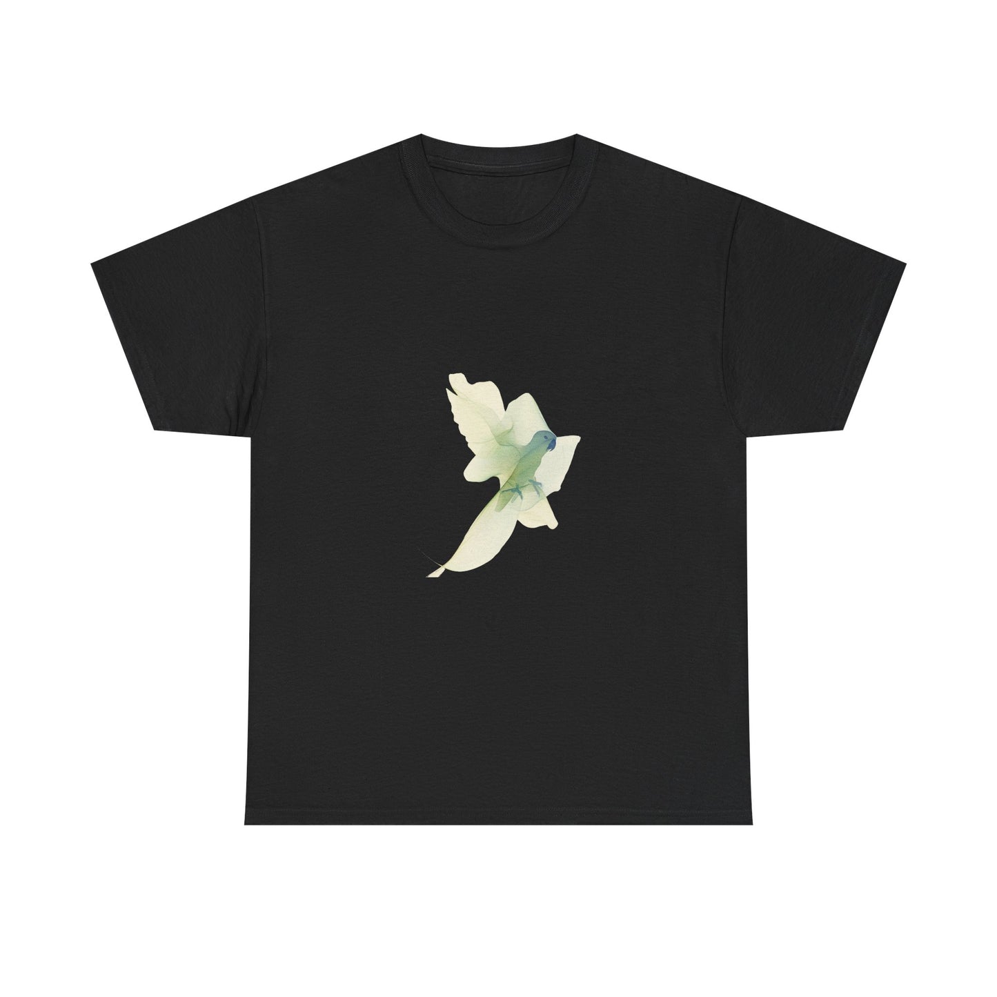White Tee with Watercolor Conure Parrot – Minimal Nature Graphic Shirt