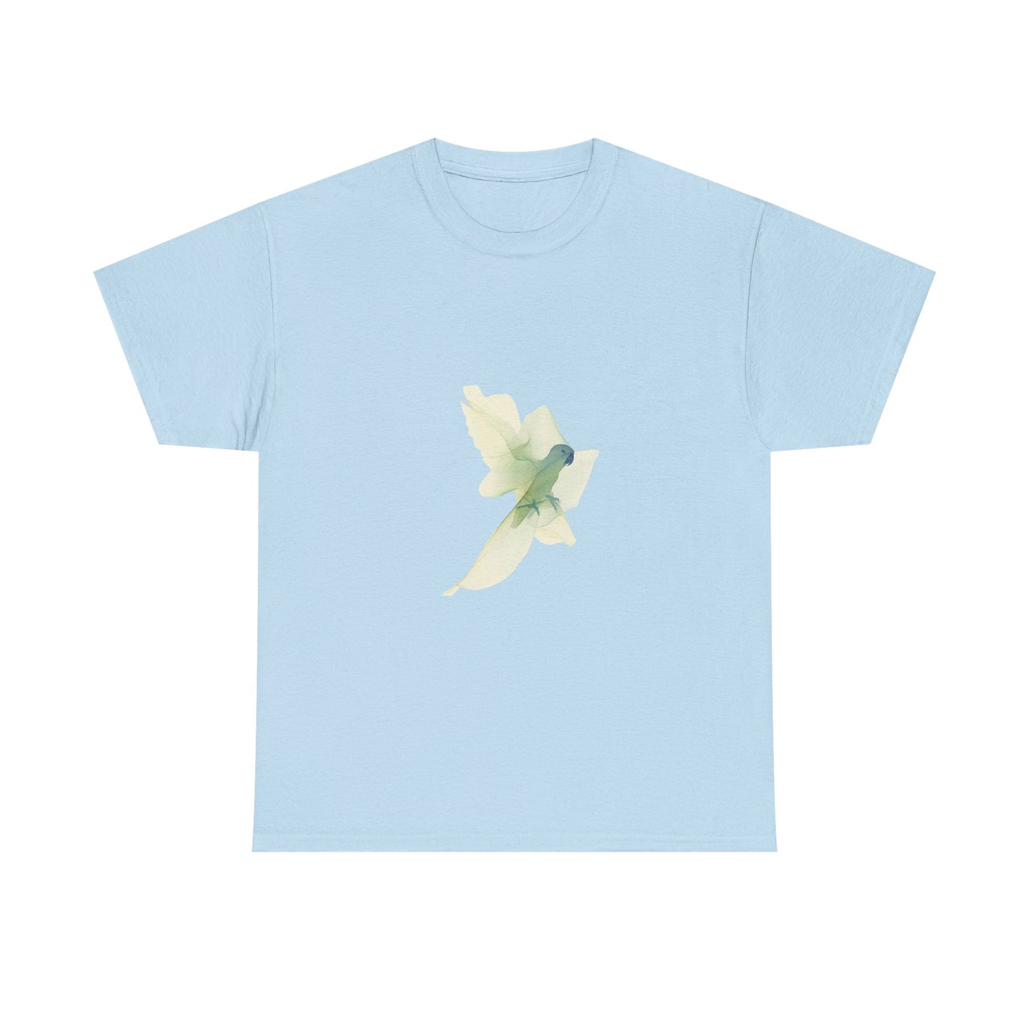 White Tee with Watercolor Conure Parrot – Minimal Nature Graphic Shirt