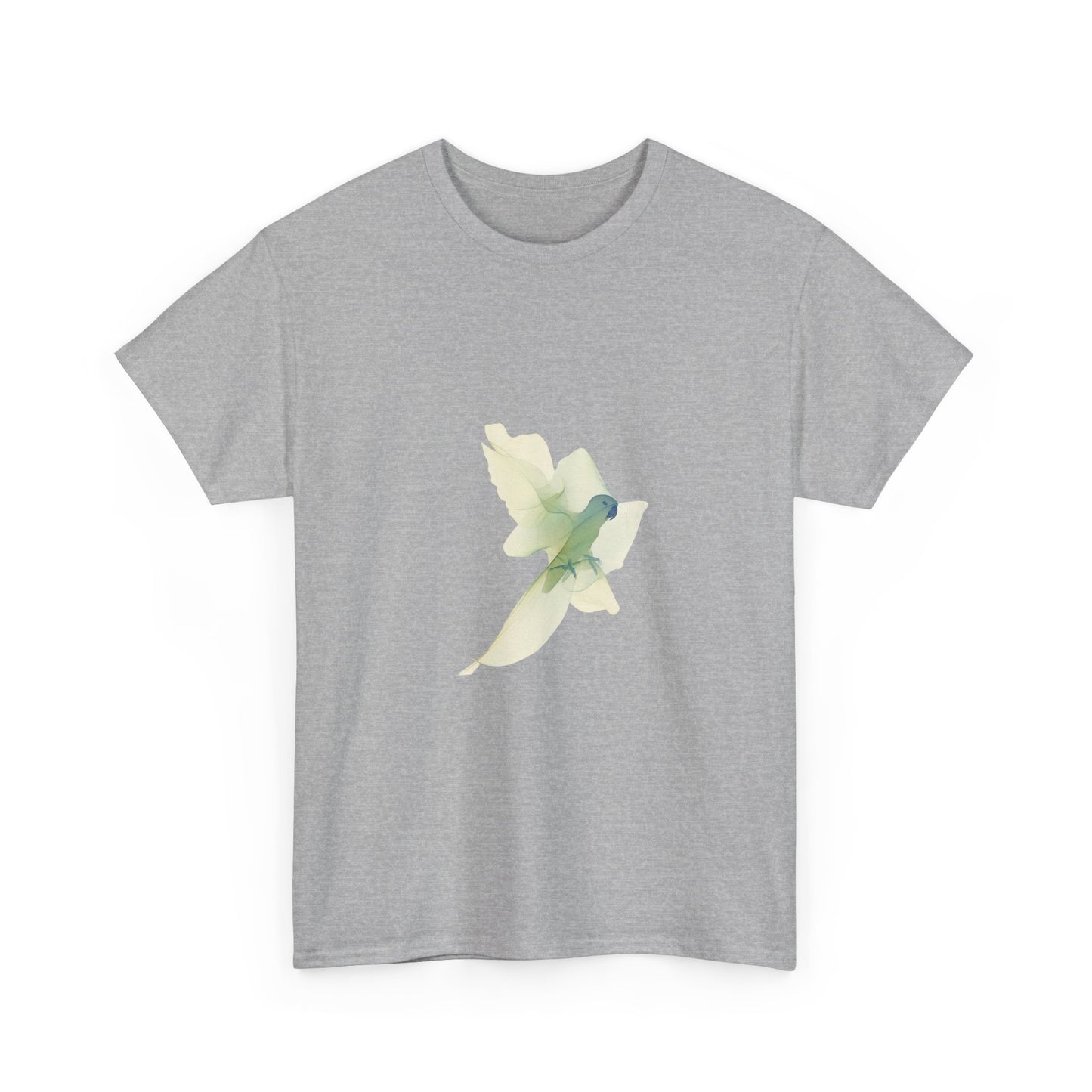 White Tee with Watercolor Conure Parrot – Minimal Nature Graphic Shirt