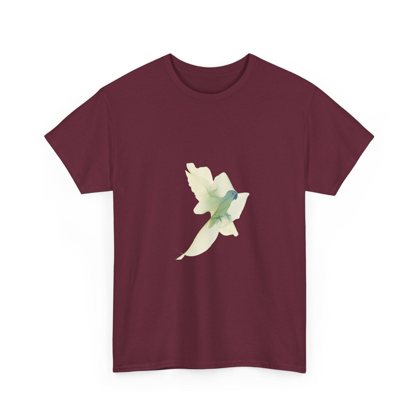 White Tee with Watercolor Conure Parrot – Minimal Nature Graphic Shirt