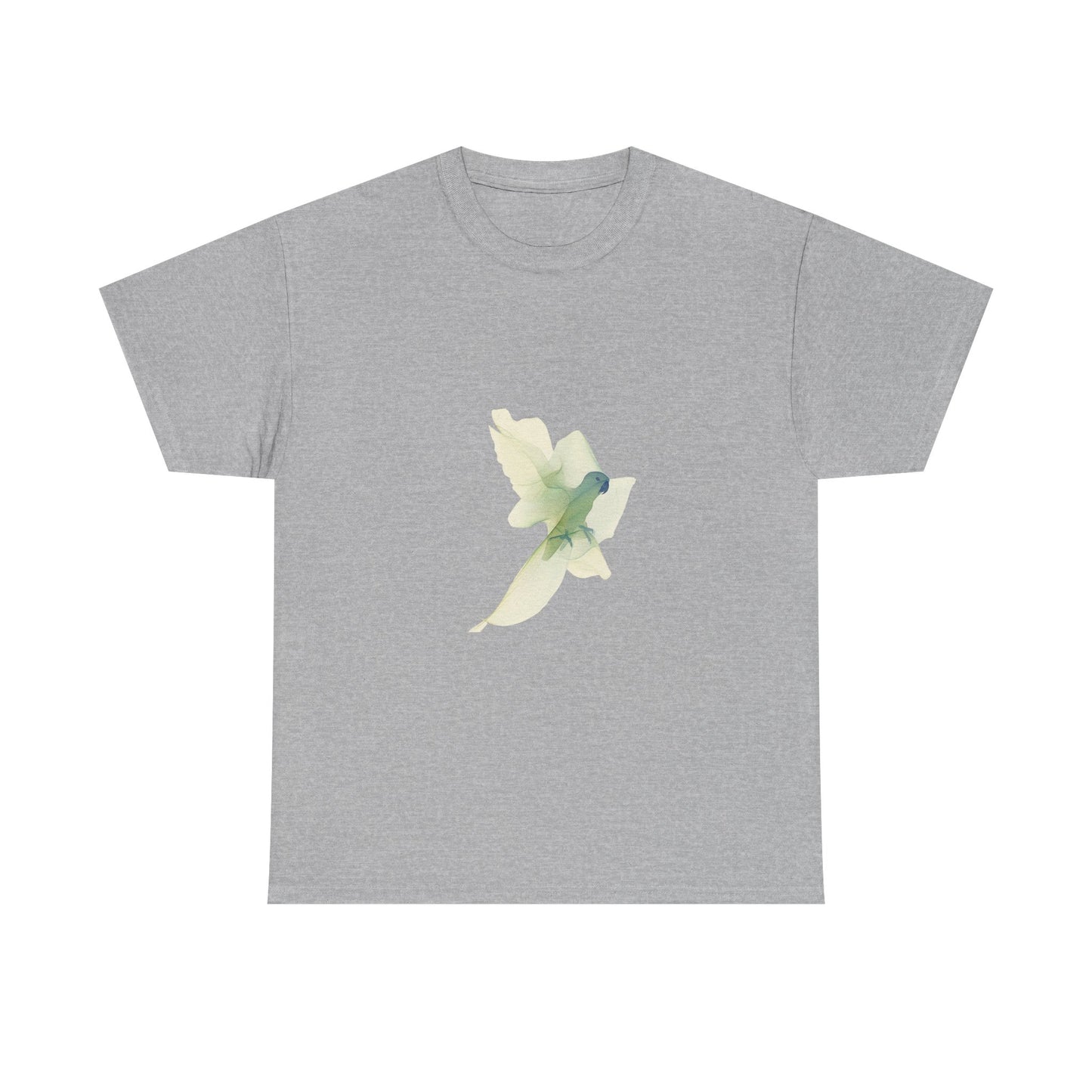 White Tee with Watercolor Conure Parrot – Minimal Nature Graphic Shirt