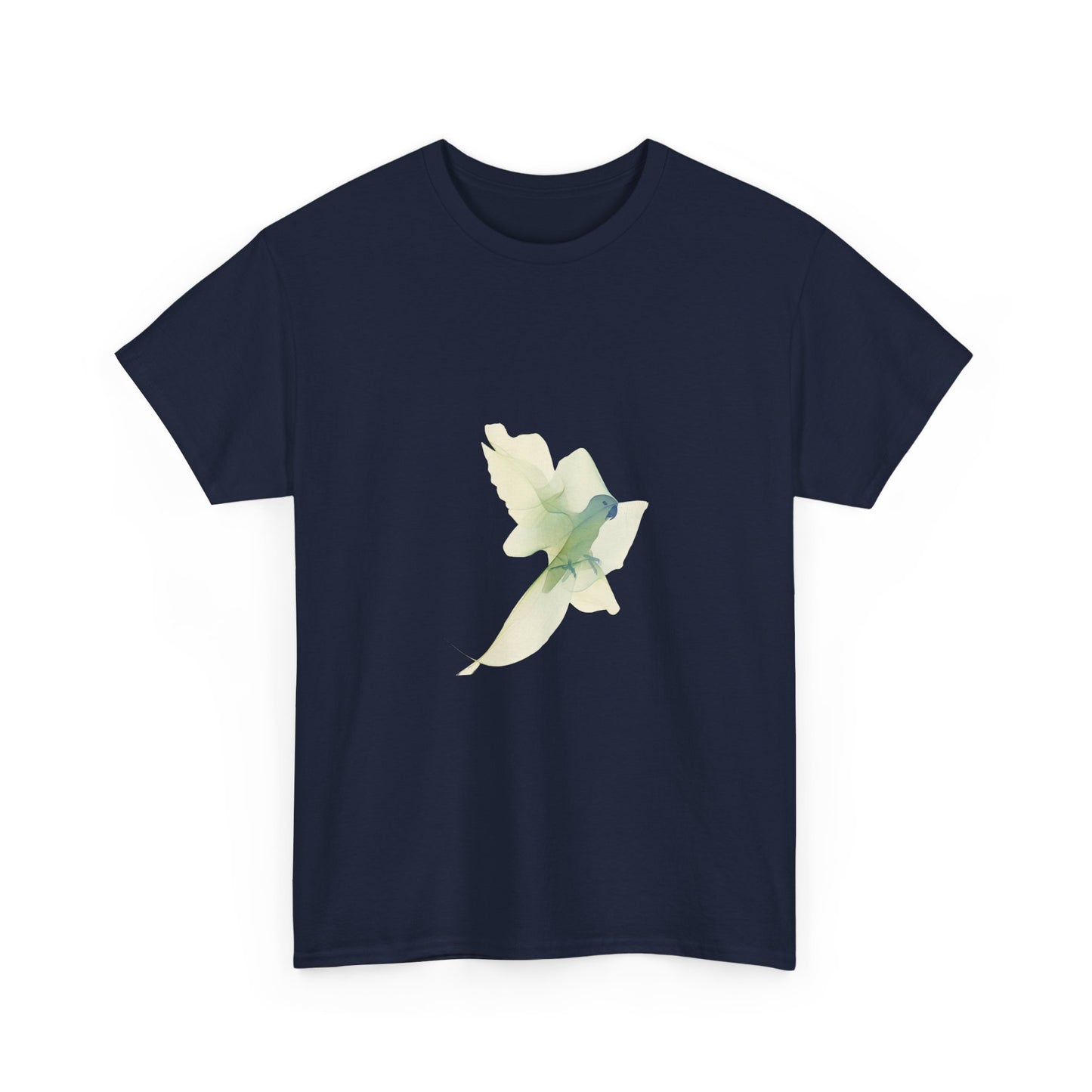 White Tee with Watercolor Conure Parrot – Minimal Nature Graphic Shirt