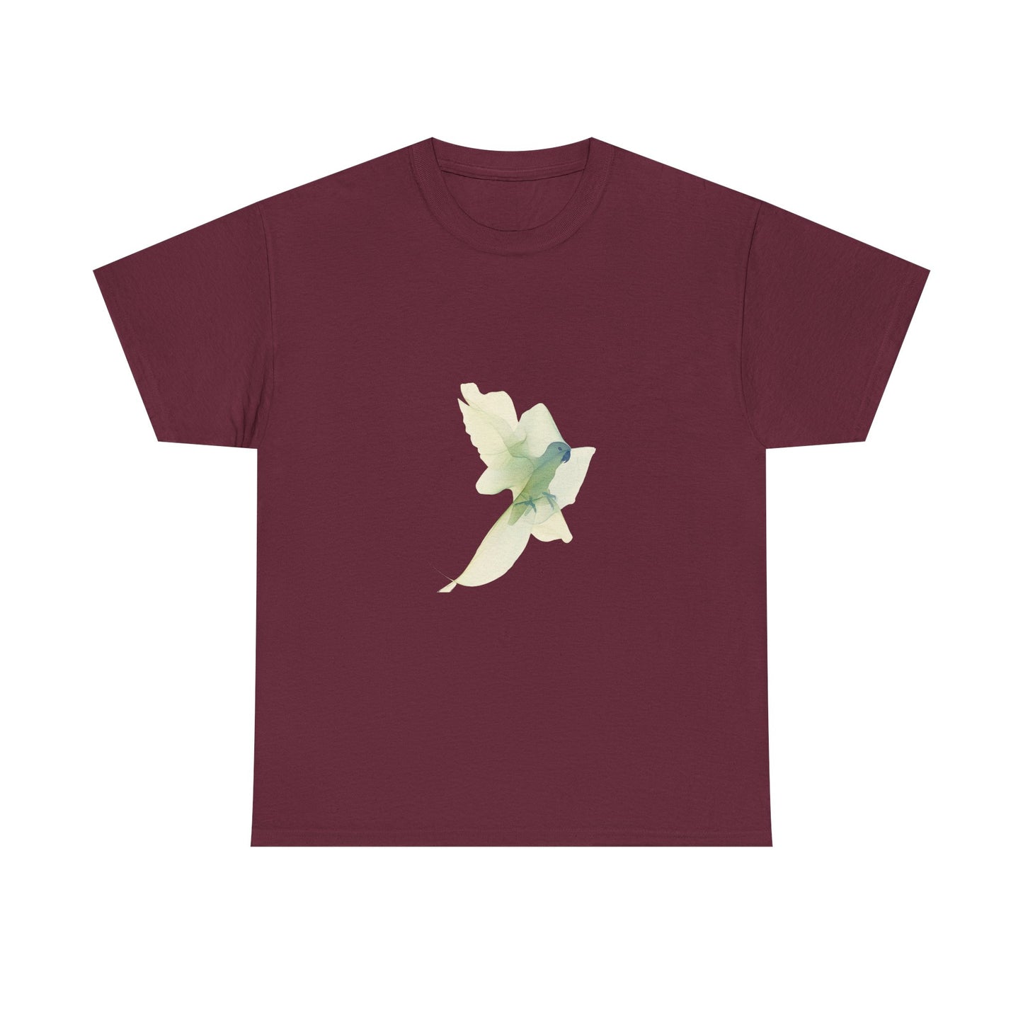 White Tee with Watercolor Conure Parrot – Minimal Nature Graphic Shirt