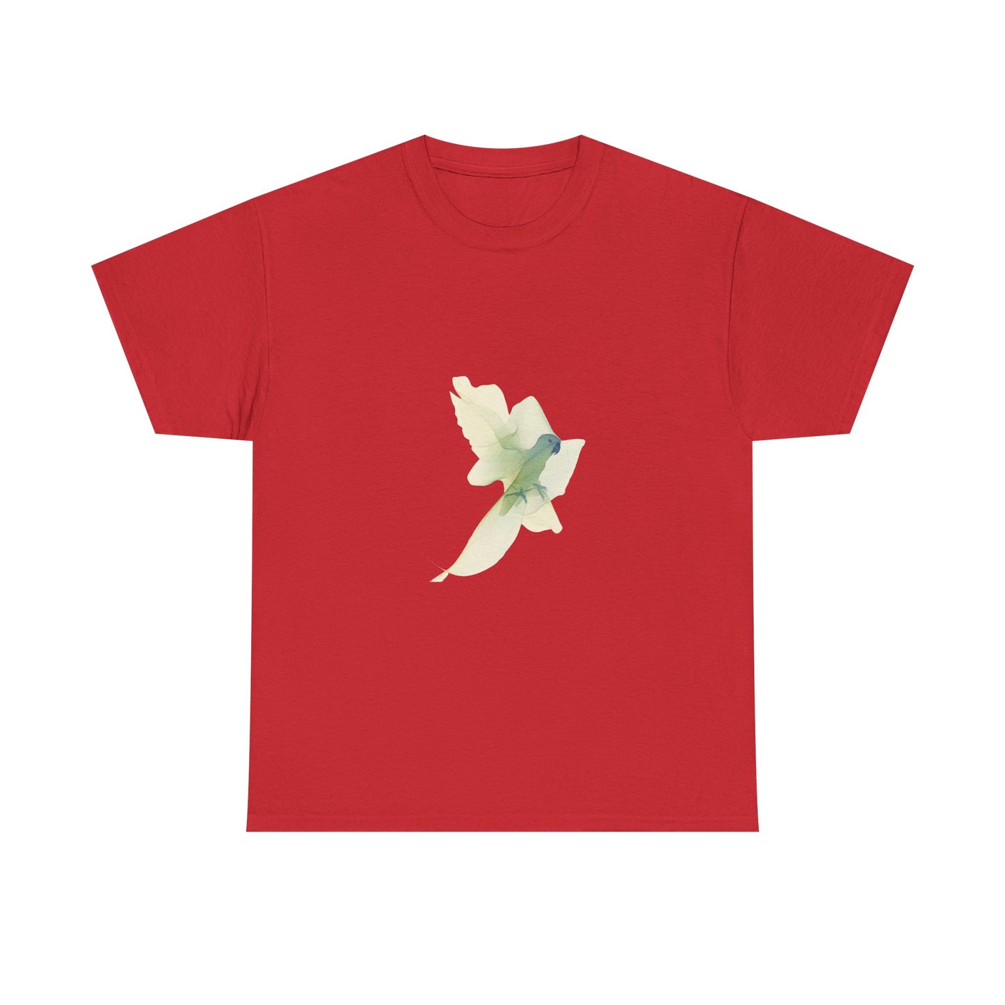 White Tee with Watercolor Conure Parrot – Minimal Nature Graphic Shirt