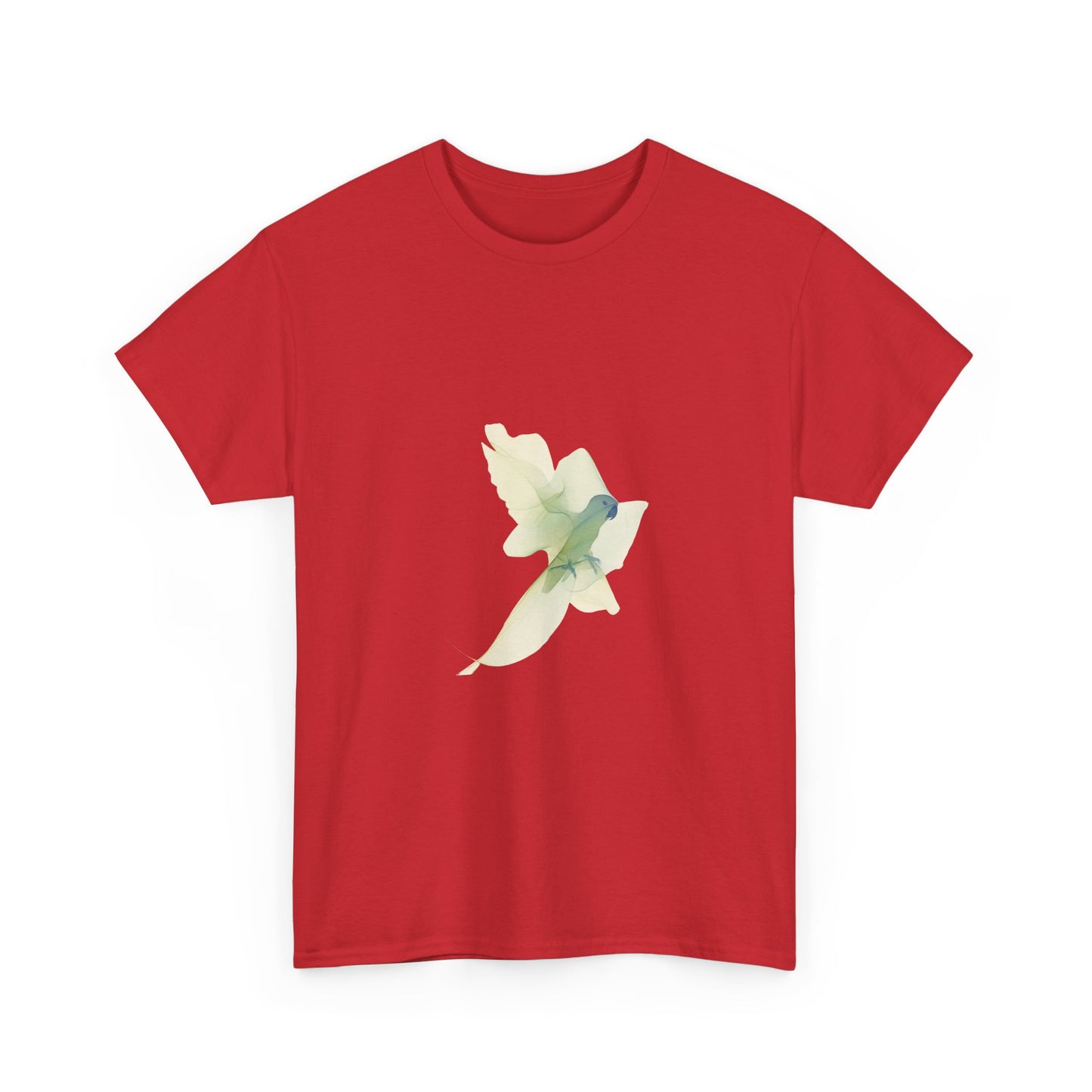 White Tee with Watercolor Conure Parrot – Minimal Nature Graphic Shirt