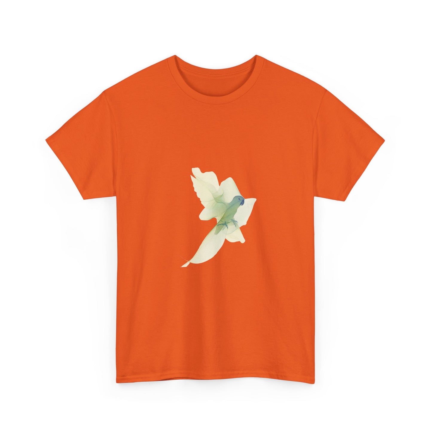 White Tee with Watercolor Conure Parrot – Minimal Nature Graphic Shirt