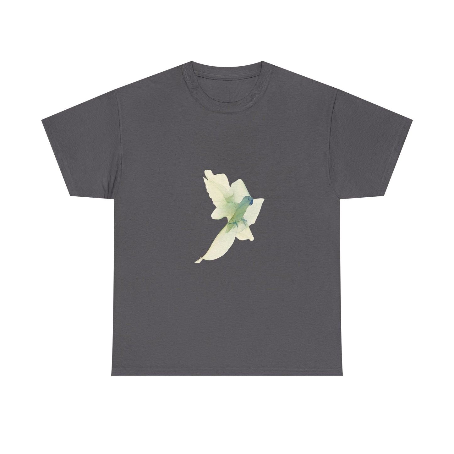 White Tee with Watercolor Conure Parrot – Minimal Nature Graphic Shirt
