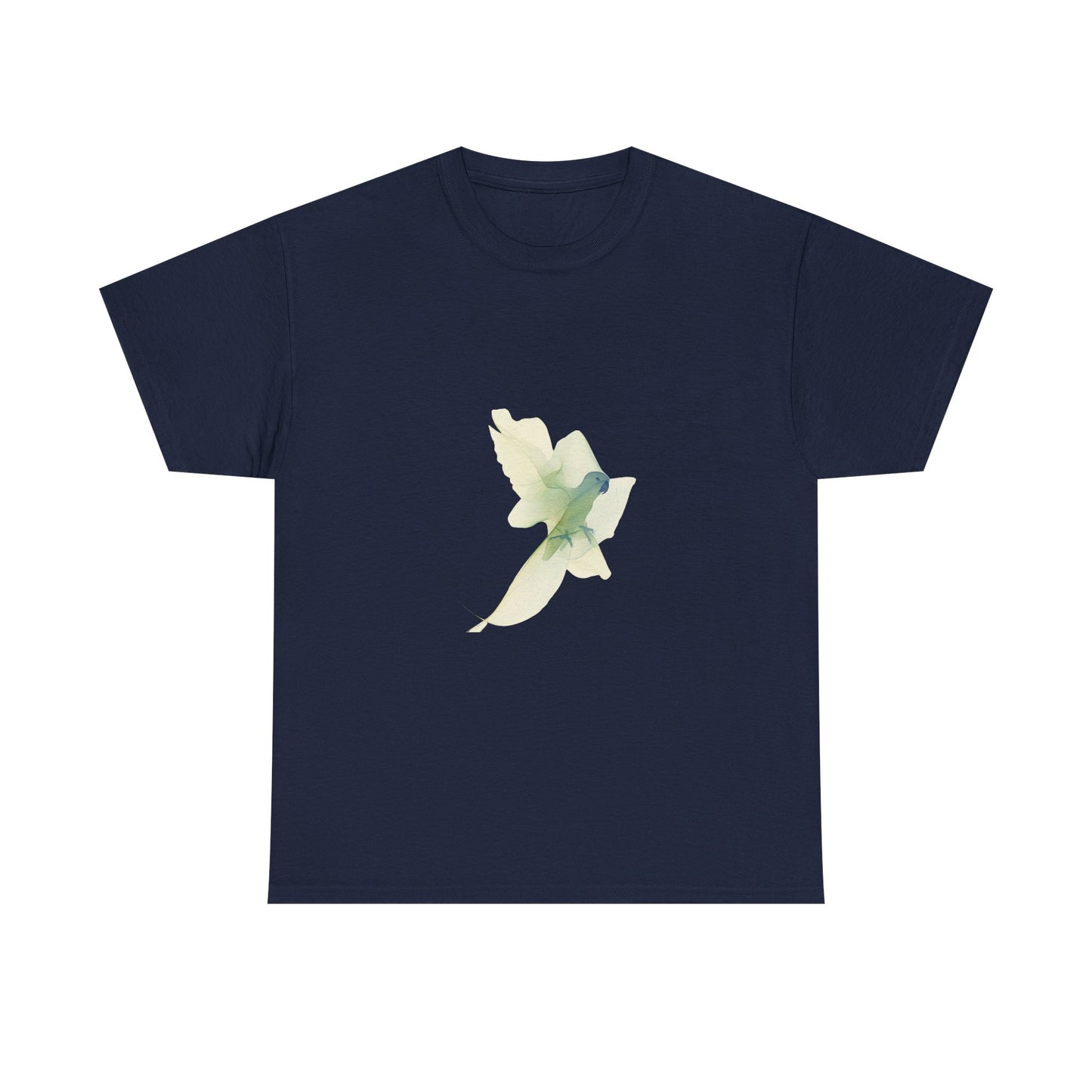 White Tee with Watercolor Conure Parrot – Minimal Nature Graphic Shirt