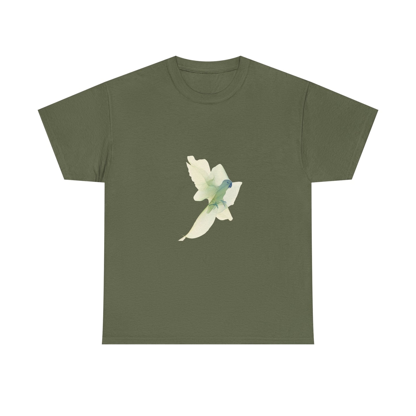 White Tee with Watercolor Conure Parrot – Minimal Nature Graphic Shirt