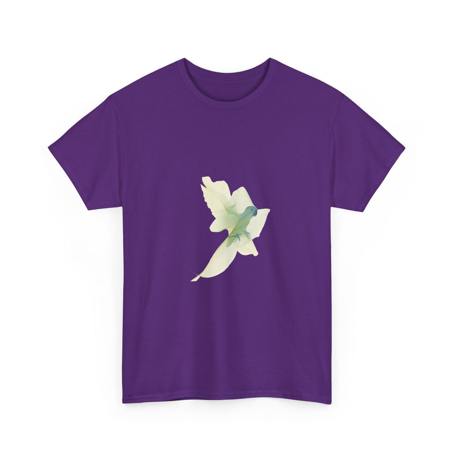 White Tee with Watercolor Conure Parrot – Minimal Nature Graphic Shirt