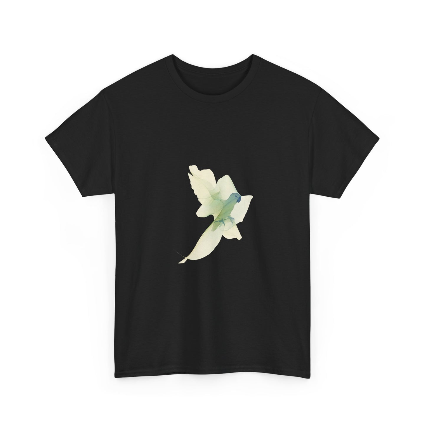 White Tee with Watercolor Conure Parrot – Minimal Nature Graphic Shirt